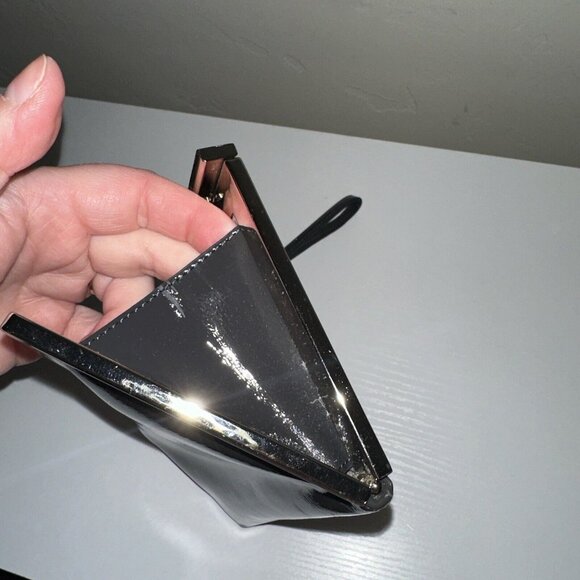 Calvin Klein Patent Gray Leather Silver Clasp Wristlet Clutch 8 X 5 - Picture 10 of 10
